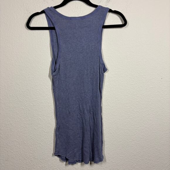 Sundry Womens 2/Medium Scoop Neck Rib Knit Tank Blue Cotton Modal Sleeveless - Picture 2 of 8